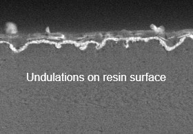 Undulations on resin surface