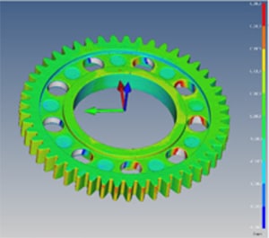 Superimposed comparison of CAE analysis results and the actual part 