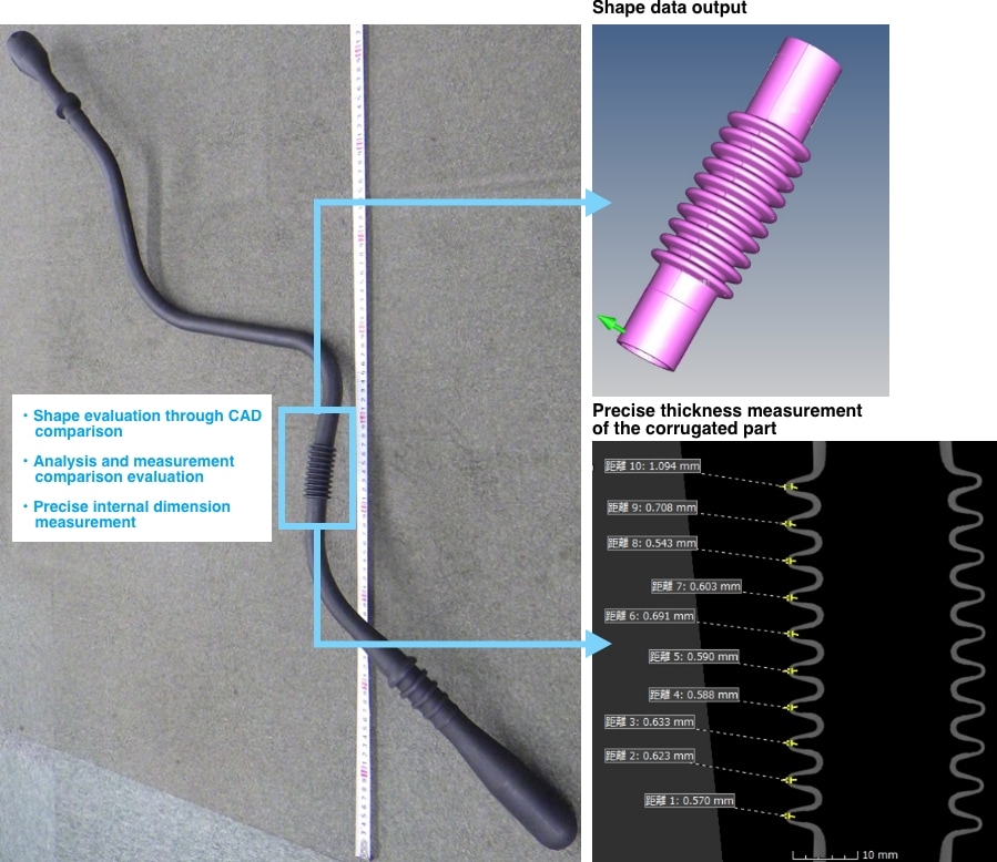 Internal measurement of a corrugated part 