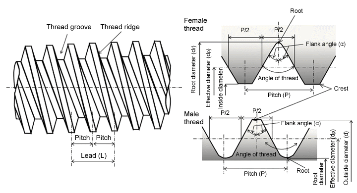 Fig. 10.35  Names of thread sections